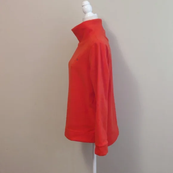 Tommy Hilfiger turtleneck orange faux fur fleece Size M - Picture 3 of 9